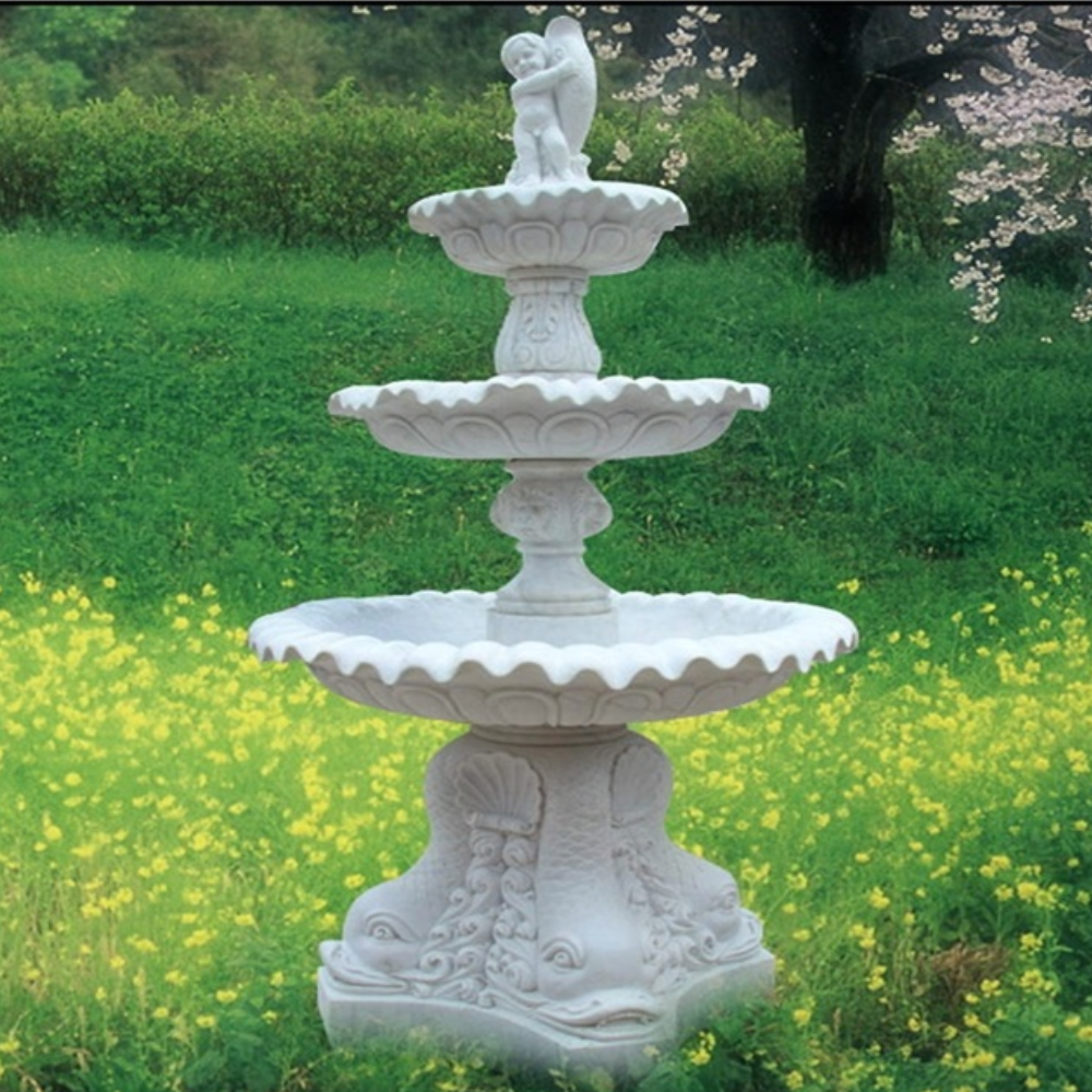 marble outdoor water fountain