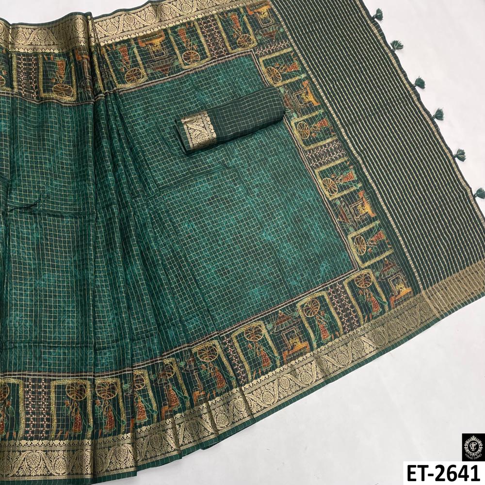 Green Dola Chex Saree