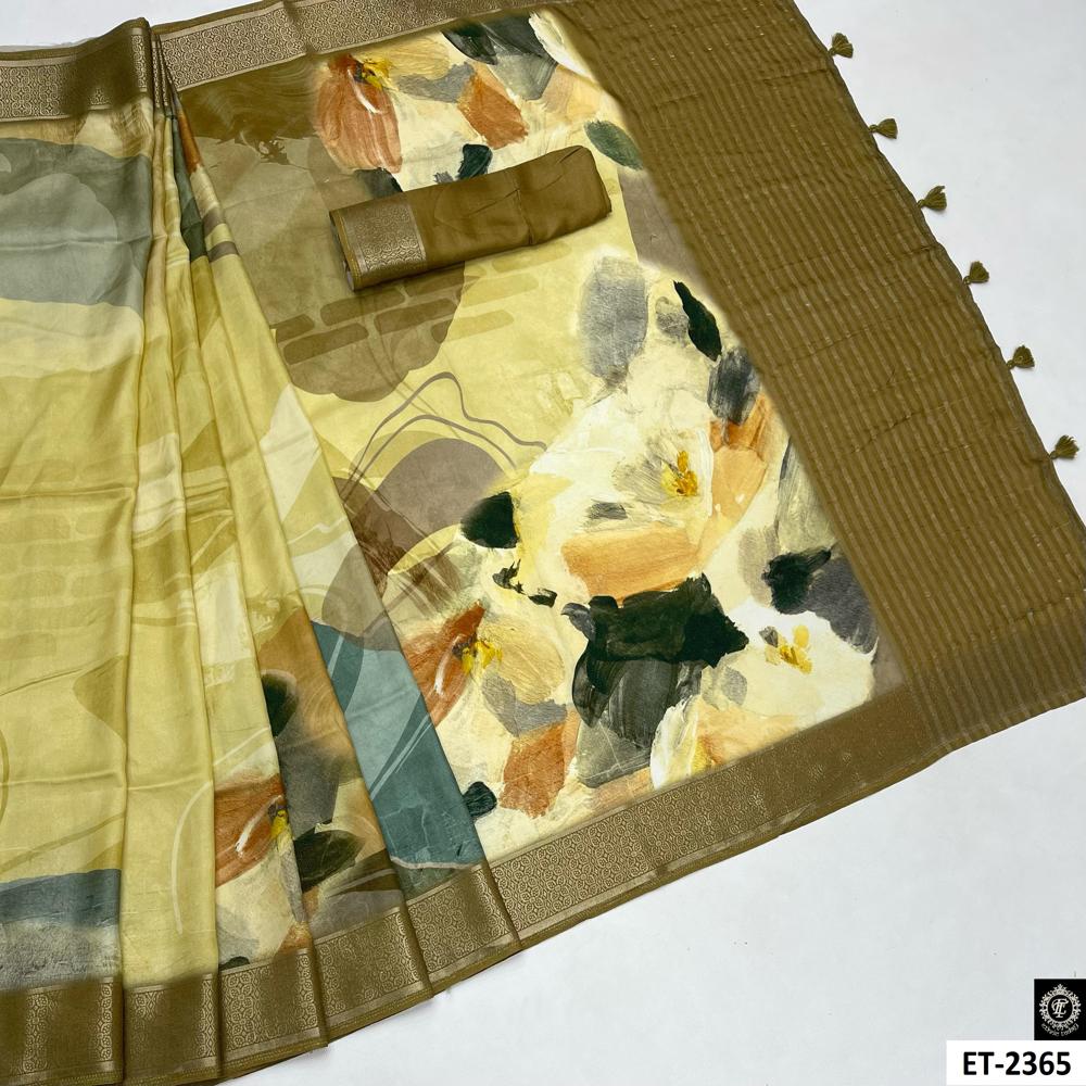 Abstract Floral Print Saree