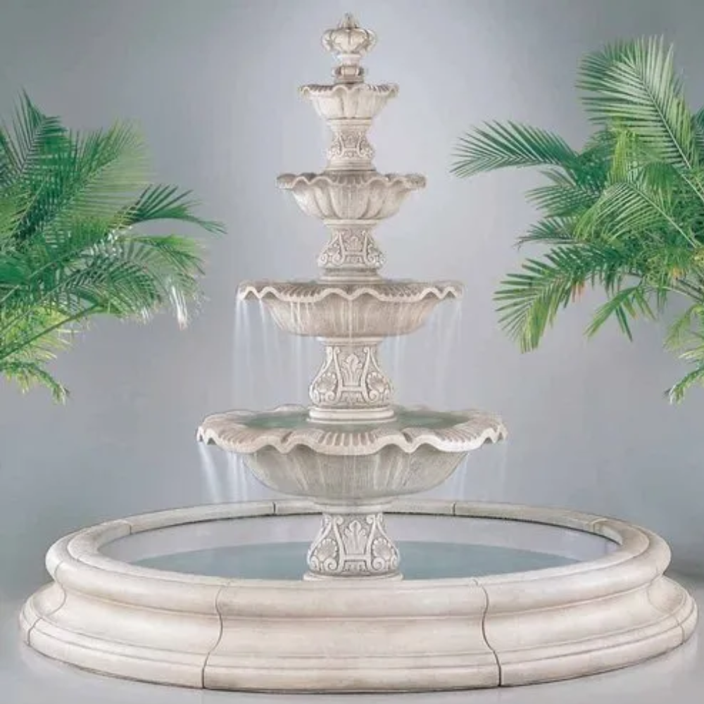 round marble water fountain