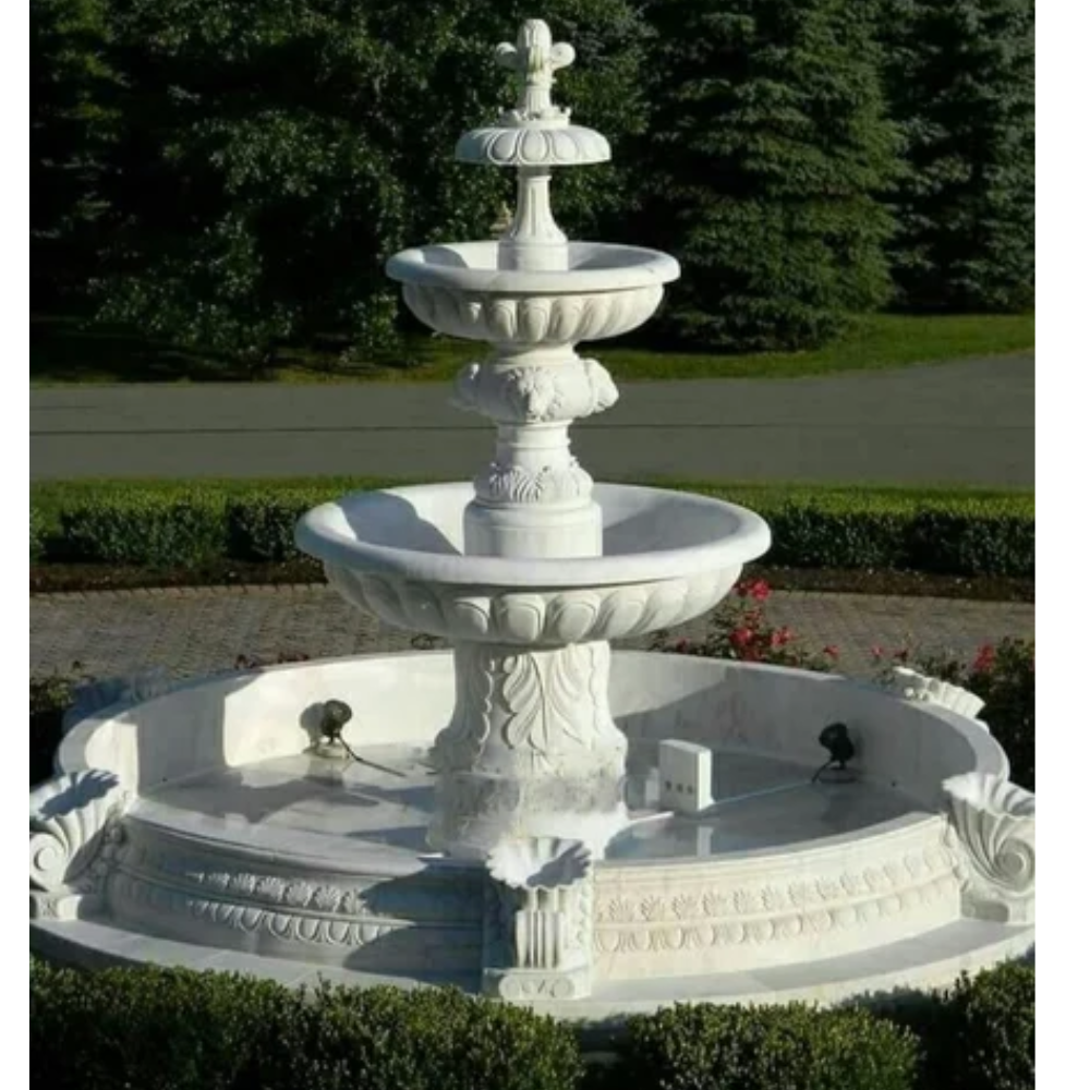 round marble water fountain