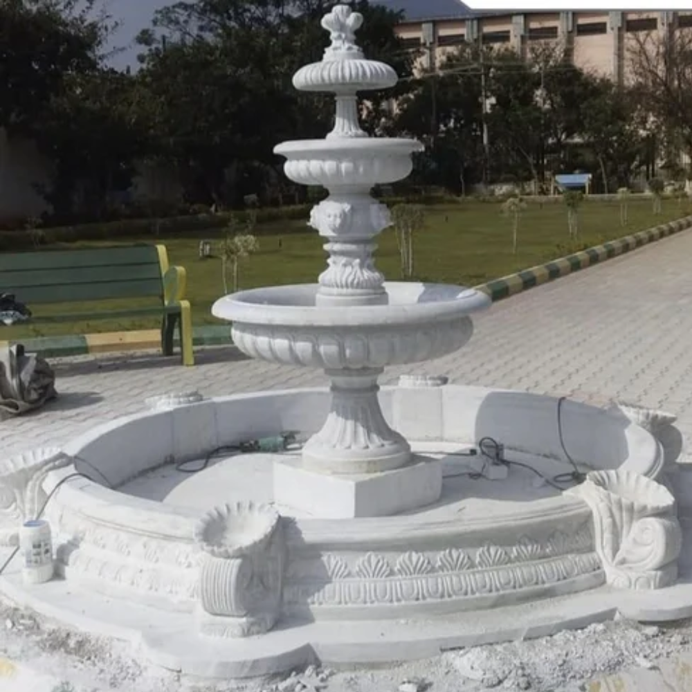 round marble water fountain