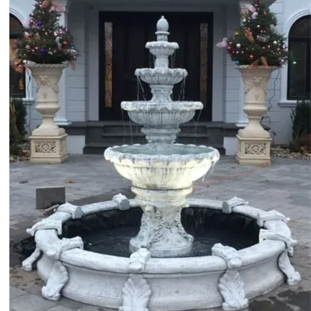 round marble water fountain