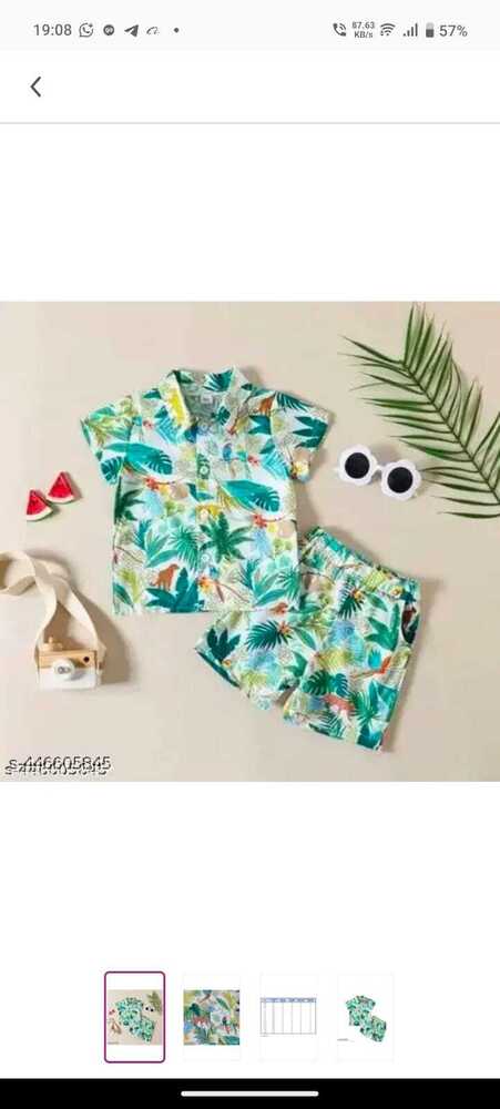 Kids Cord Set - Cotton Fabric, Size 1-5 Years, Blue Color, Modern Style, Short Sleeves, Digital Print Design With 7-8 Color Options