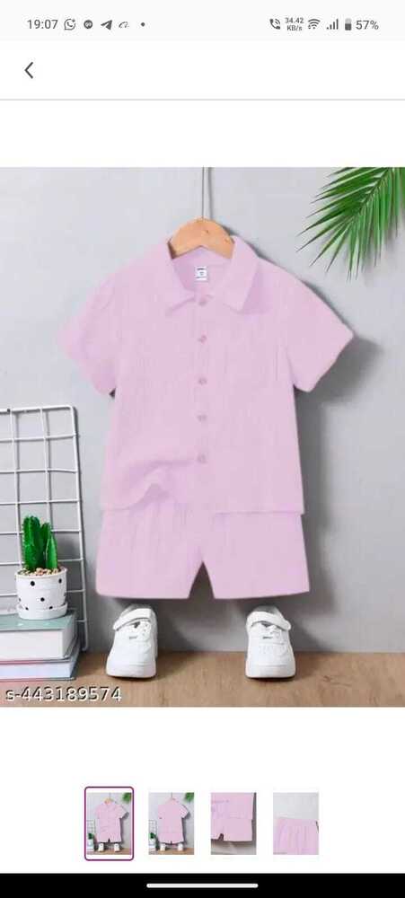 Kids Cord Set - Cotton Fabric, Size 1-5 Years, Blue Color, Modern Style, Short Sleeves, Digital Print Design With 7-8 Color Options