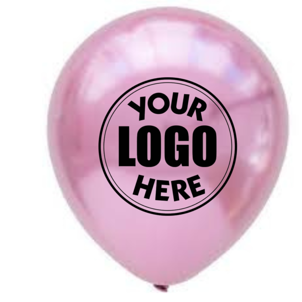 12 Inch Chrome Printed Balloon Multicolor with Branding (100 Pcs)