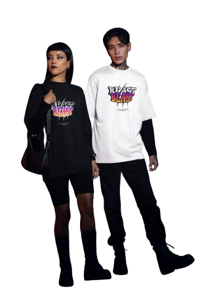 Unisex Oversized T Shirt - Color: White Black