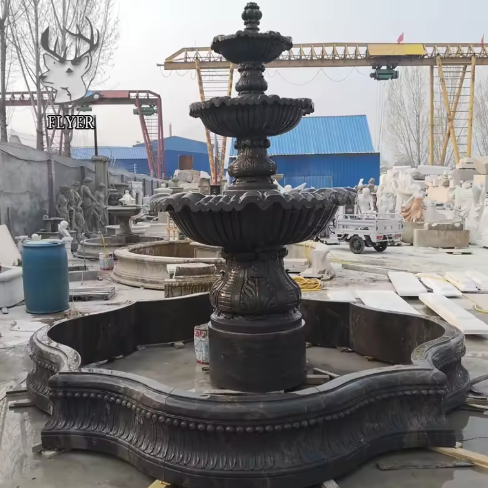 black marble 3 tier fountain