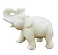 White Marble Elephant Sculptures - Features: Waterproof