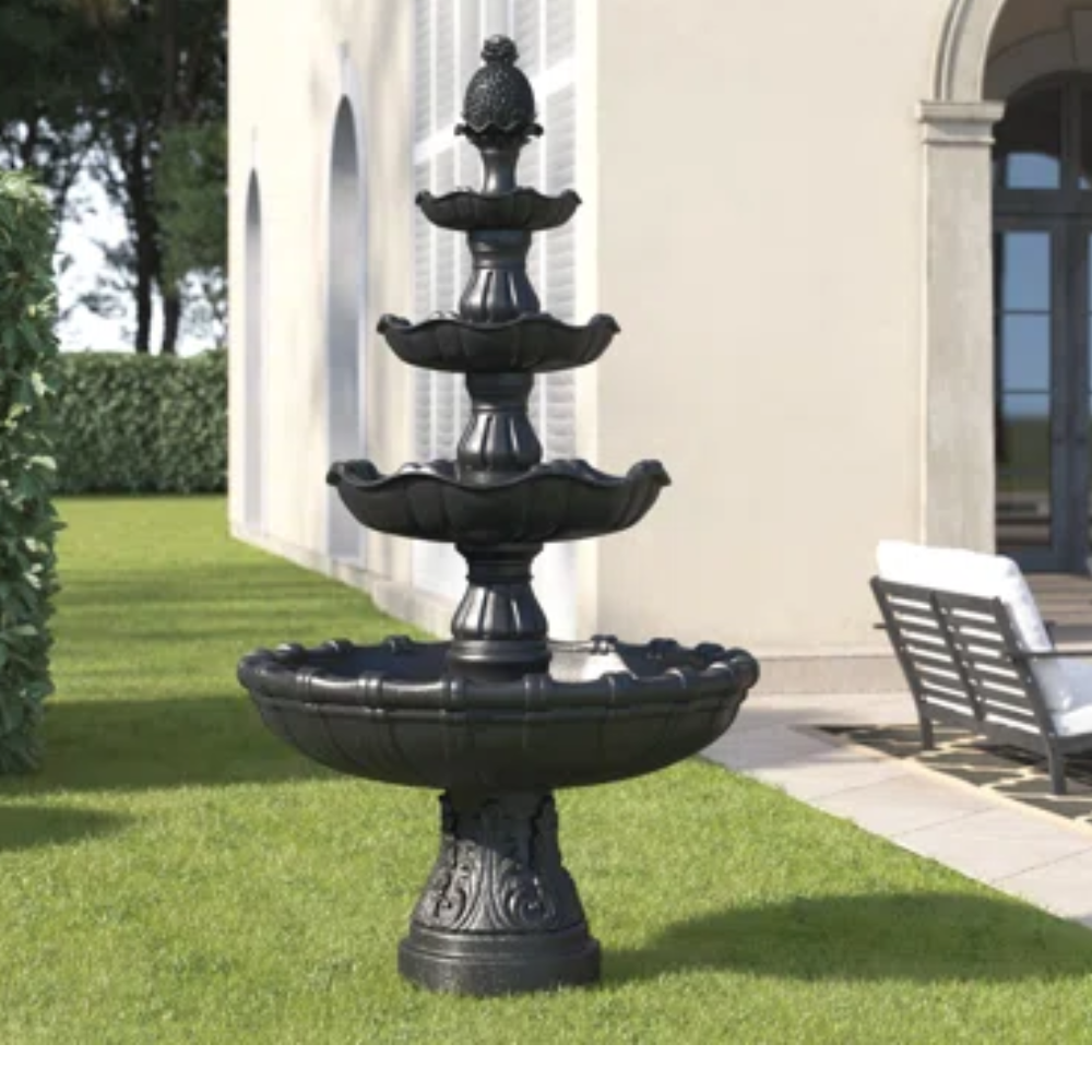 Black marble outdoor fountain