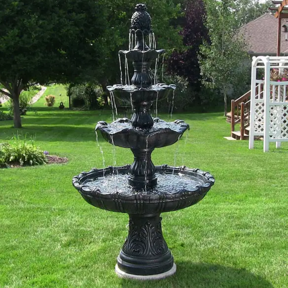 Black marble outdoor fountain