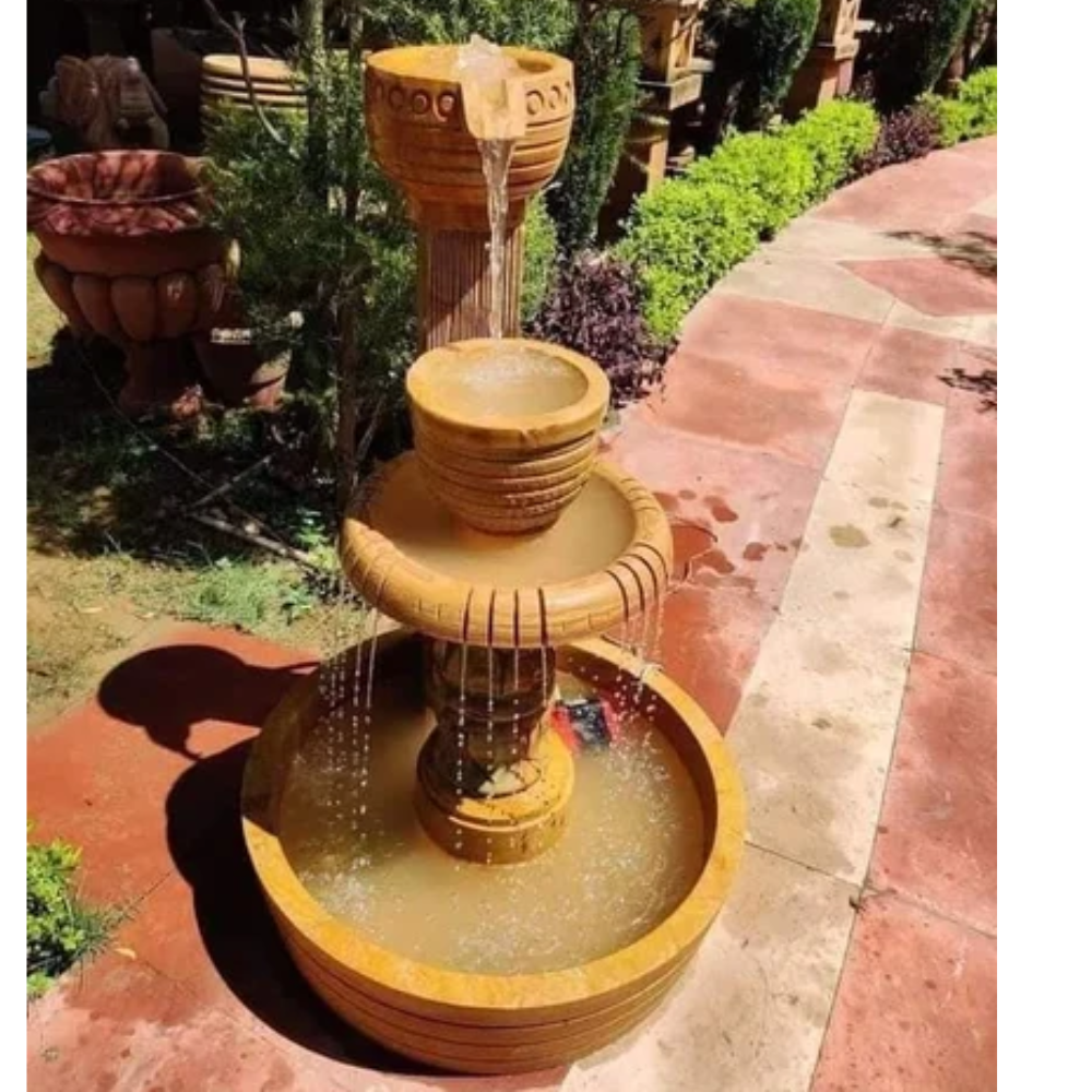 Handmade Garden Stone Fountain - Color: Beige