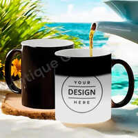 Magic Coffee Mug - Ceramic, Various Sizes , Black & White Colors, Customizable With Logos, Sleek Printed Finish For Elegant Design