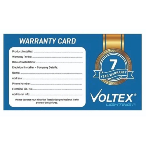 Warranty Card - Application: Commercial