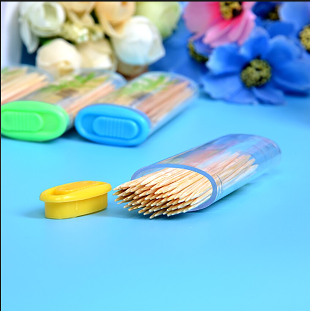 IMPORTED LIGHTER TOOTHPICK - Natural Wood Toothpicks, 50-60 Sticks per Reusable Plastic Dispenser, Pocket-Size, Refillable, Lightweight, Eco-Friendly Design