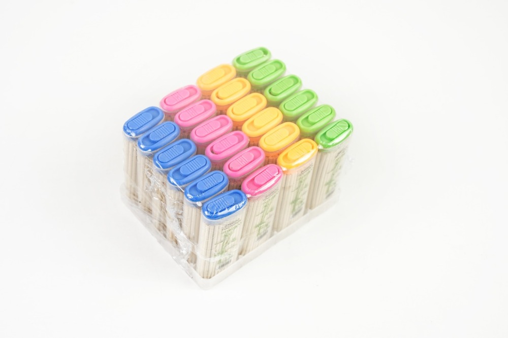 Imported Lighter Toothpick - Natural Wood Toothpicks, 50-60 Sticks Per Reusable Plastic Dispenser, Pocket-size, Refillable, Lightweight, Eco-friendly Design