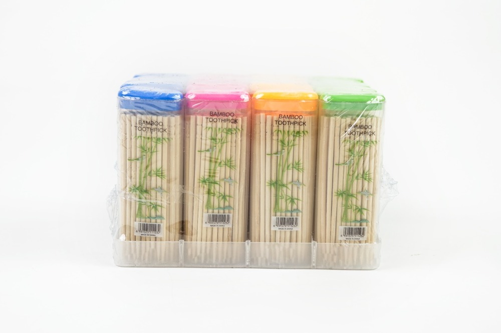Imported Lighter Toothpick - Natural Wood Toothpicks, 50-60 Sticks Per Reusable Plastic Dispenser, Pocket-size, Refillable, Lightweight, Eco-friendly Design