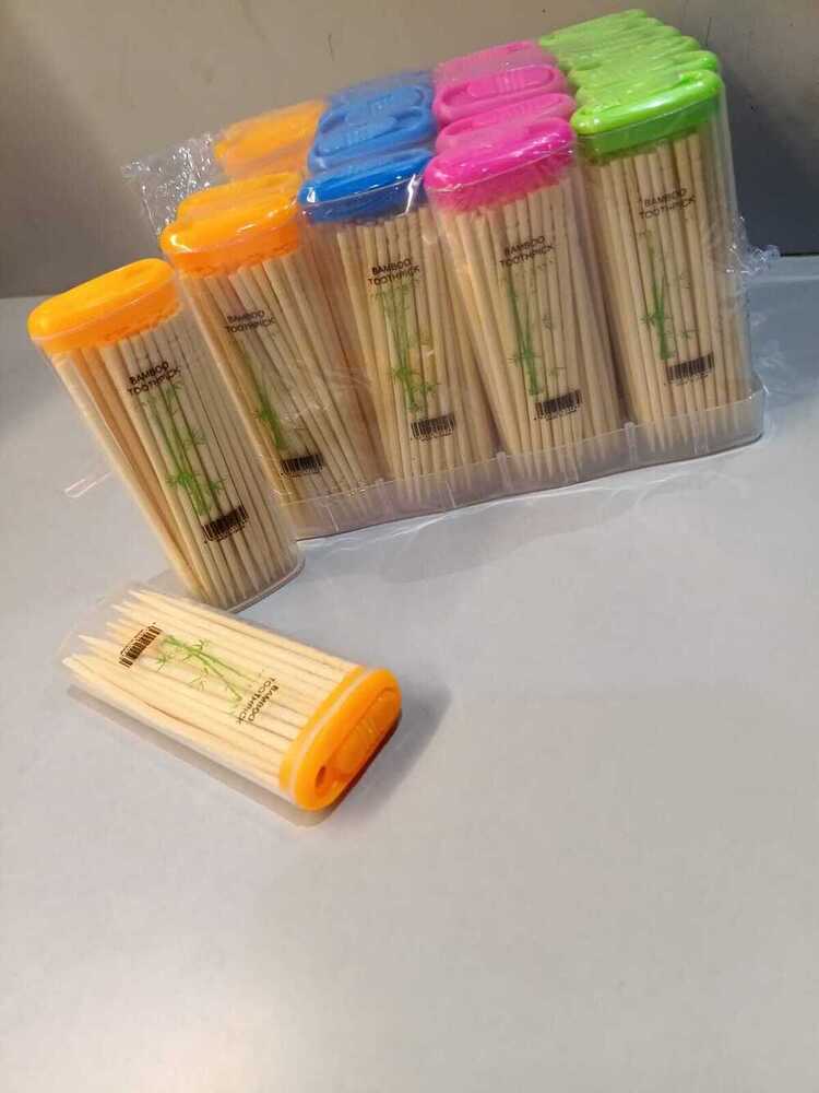 Imported Lighter Toothpick - Natural Wood Toothpicks, 50-60 Sticks Per Reusable Plastic Dispenser, Pocket-size, Refillable, Lightweight, Eco-friendly Design