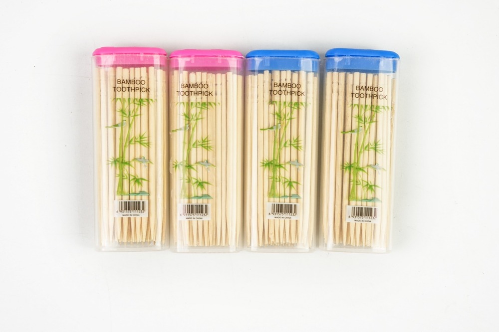 Imported Lighter Toothpick - Natural Wood Toothpicks, 50-60 Sticks Per Reusable Plastic Dispenser, Pocket-size, Refillable, Lightweight, Eco-friendly Design