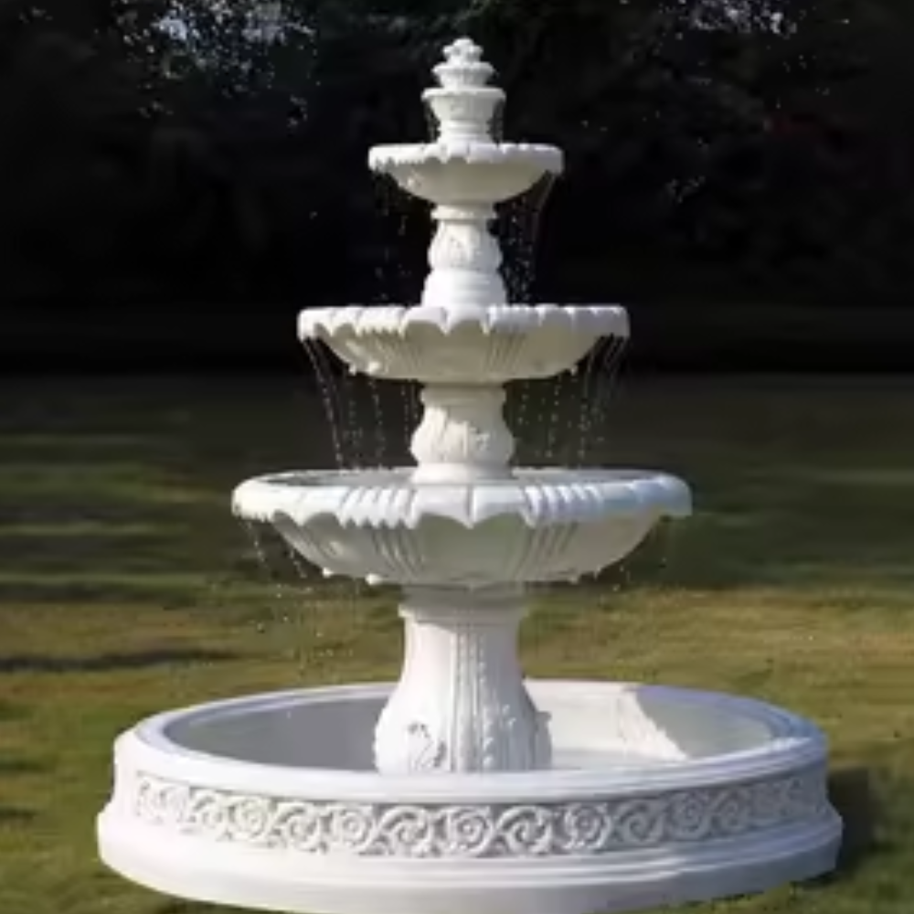 Outdoor White Marble Fountain
