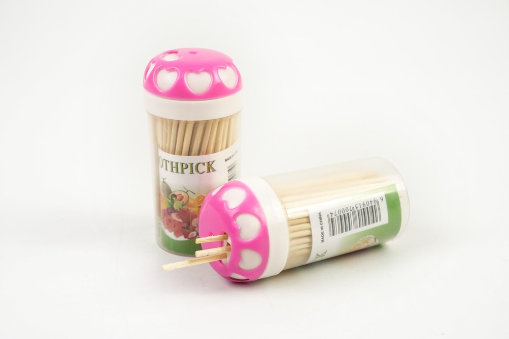 Imported Namakdani Toothpick - Plastic Dispenser With Wooden Toothpicks, 150-160 Sticks Per Bottle | Hygienic, Portable, Decorative, Easy-to-use