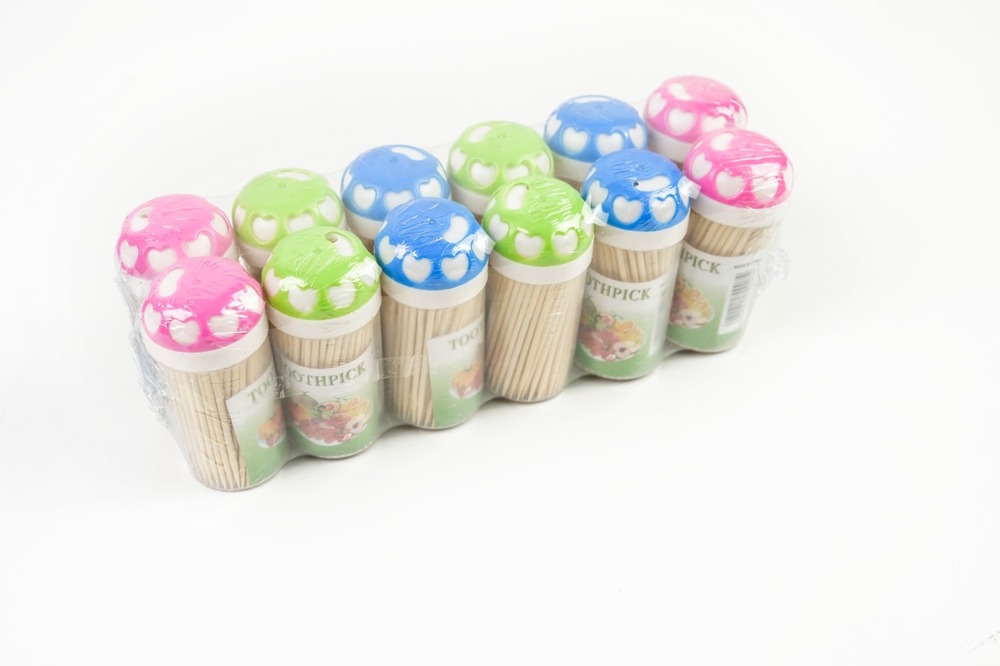 Imported Namakdani Toothpick - Plastic Dispenser With Wooden Toothpicks, 150-160 Sticks Per Bottle | Hygienic, Portable, Decorative, Easy-to-use