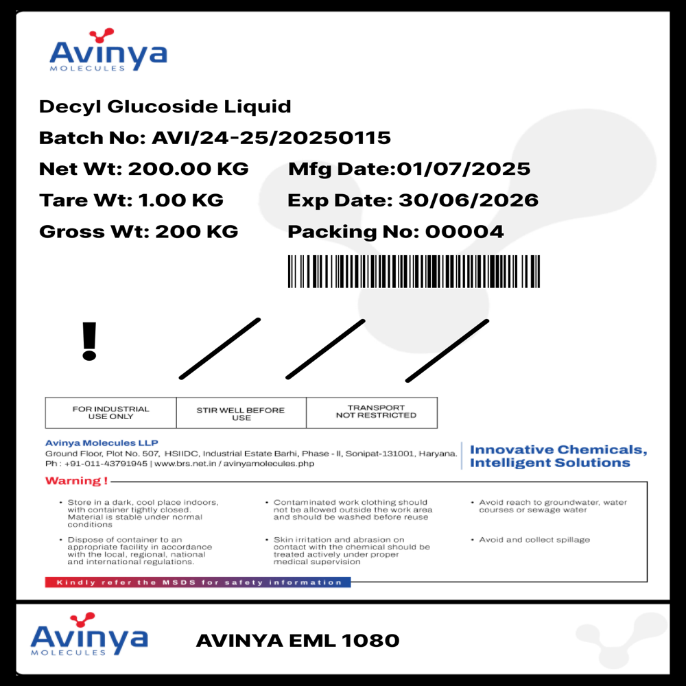 Decyl Glucoside Liquid - Cas No: 68515-73-1