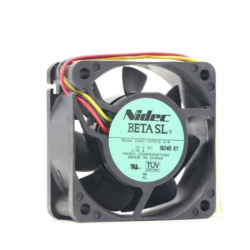 Nidec D06T-12TS15 01A 12V DC 0.18A 60X60X25mm 6cm 6025 2.16W 3800RPM Wire Leads Small Axial Cooling Fan