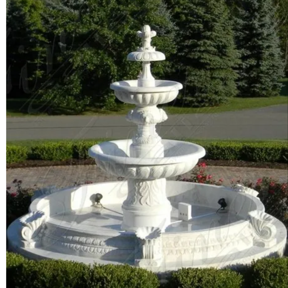 Marble white 3 tier water fountain
