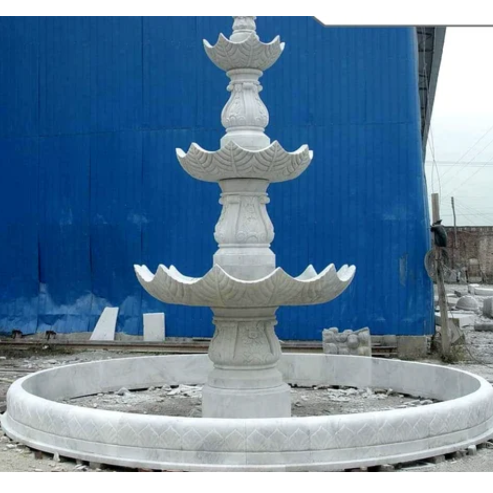 Marble white 3 tier water fountain