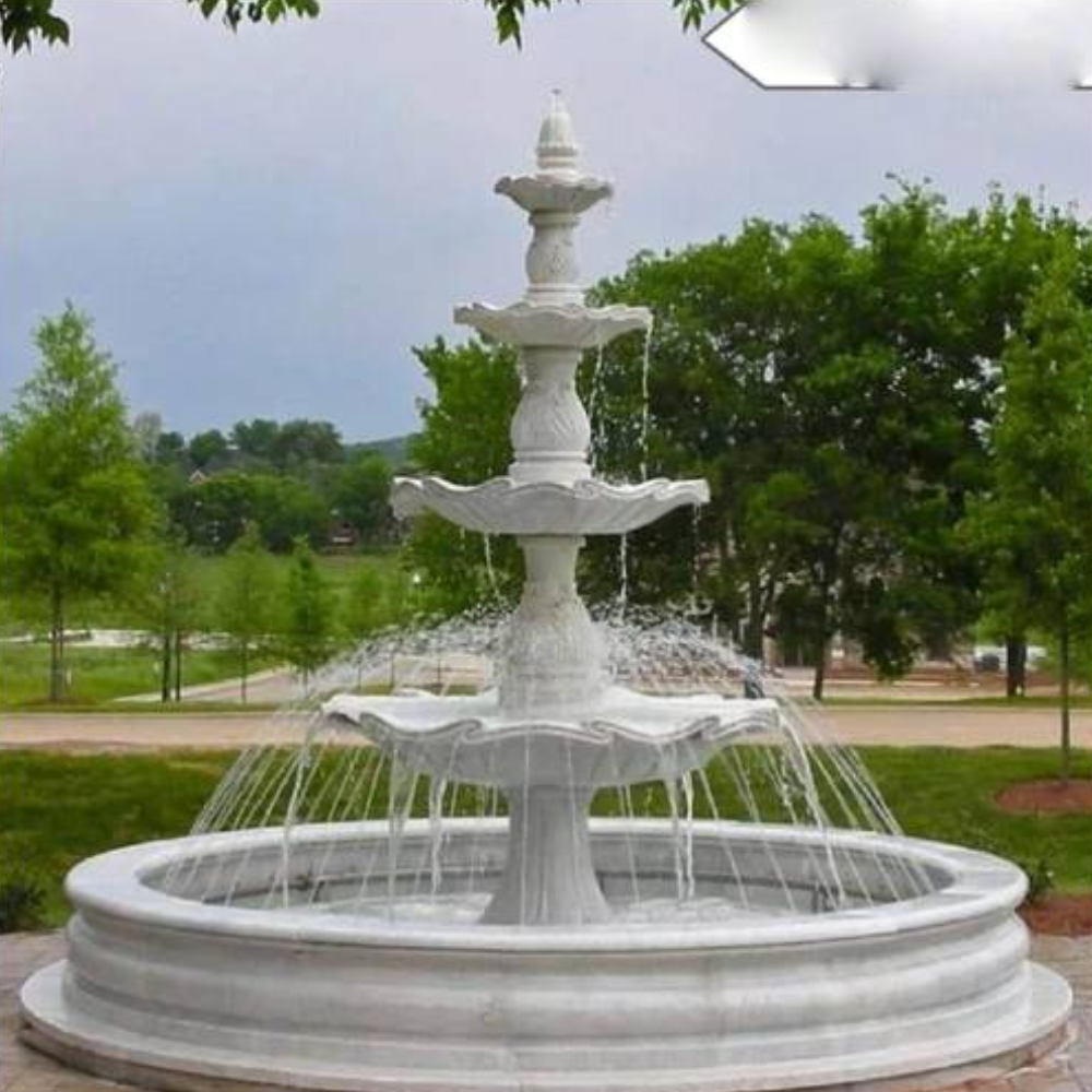 Marble white 3 tier water fountain