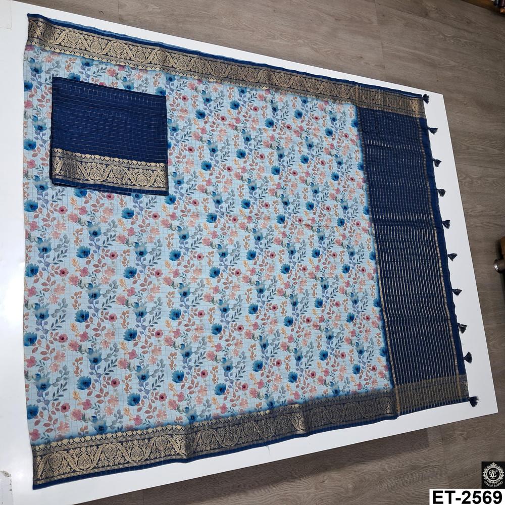 Blue Floral Saree