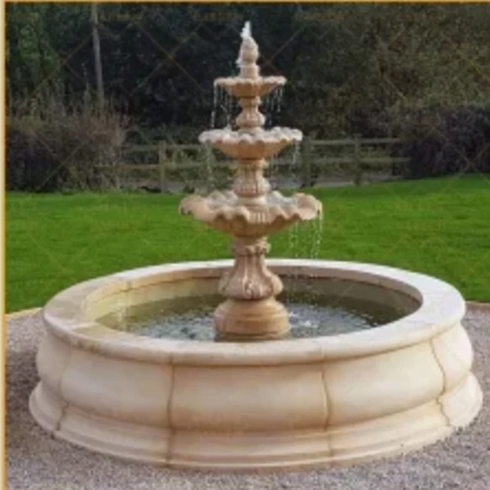 3 tier sandstone water fountain