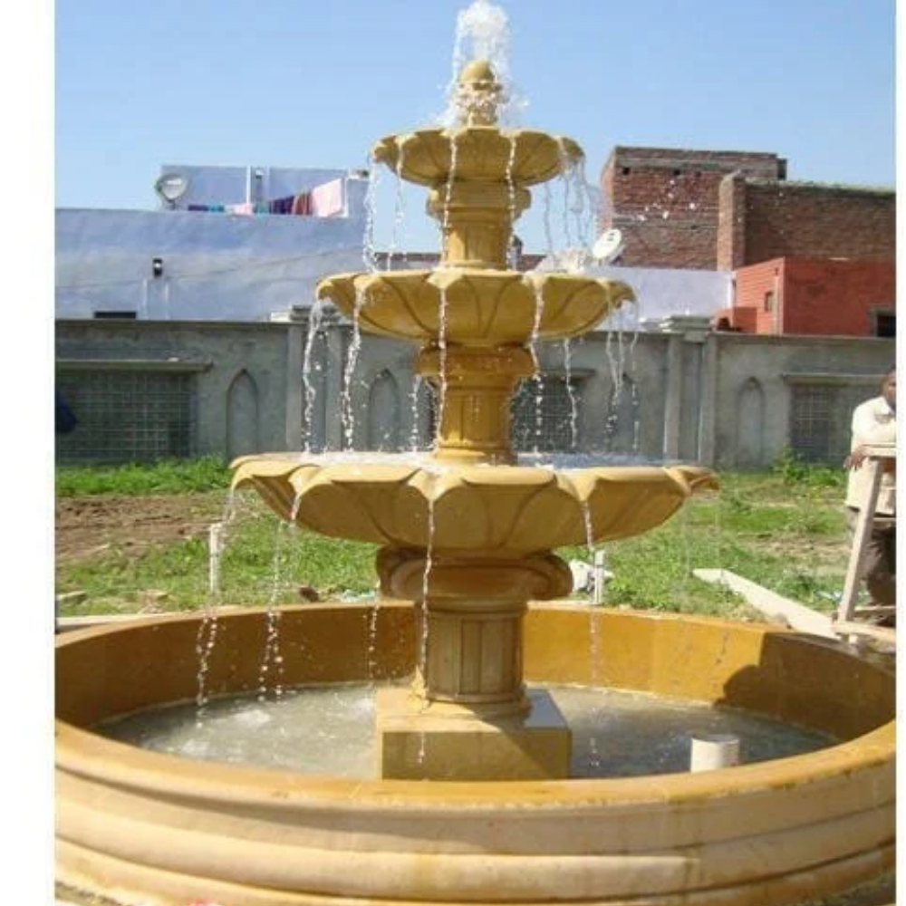 3 tier sandstone water fountain