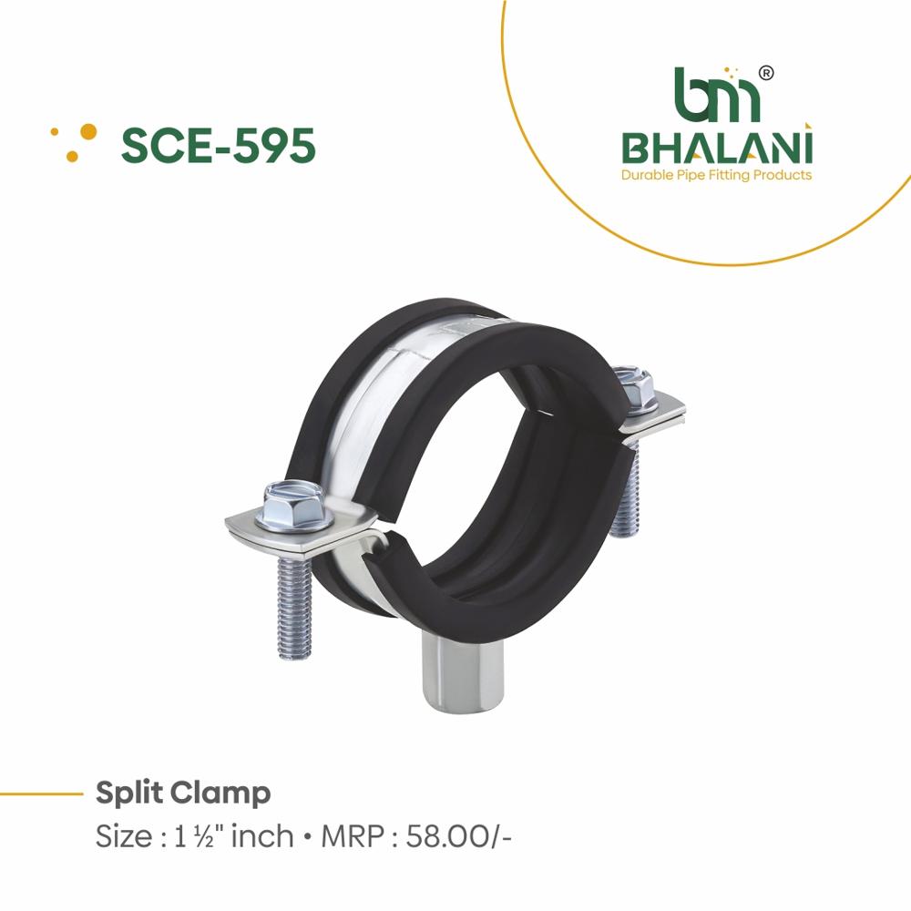 3-4 Inch Split Clamp - Color: Silver Black