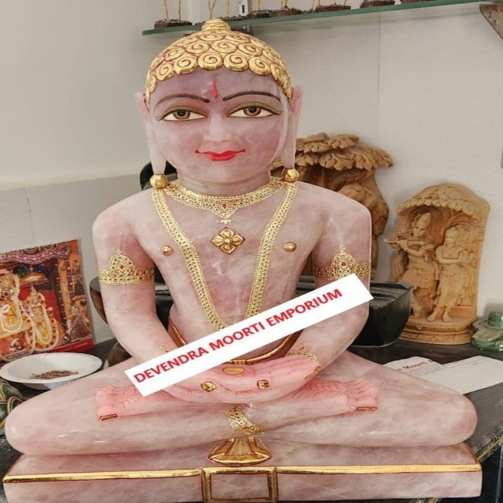 Marble Rose Quartz Jain Statue In Gujarat - Color: Multicolor