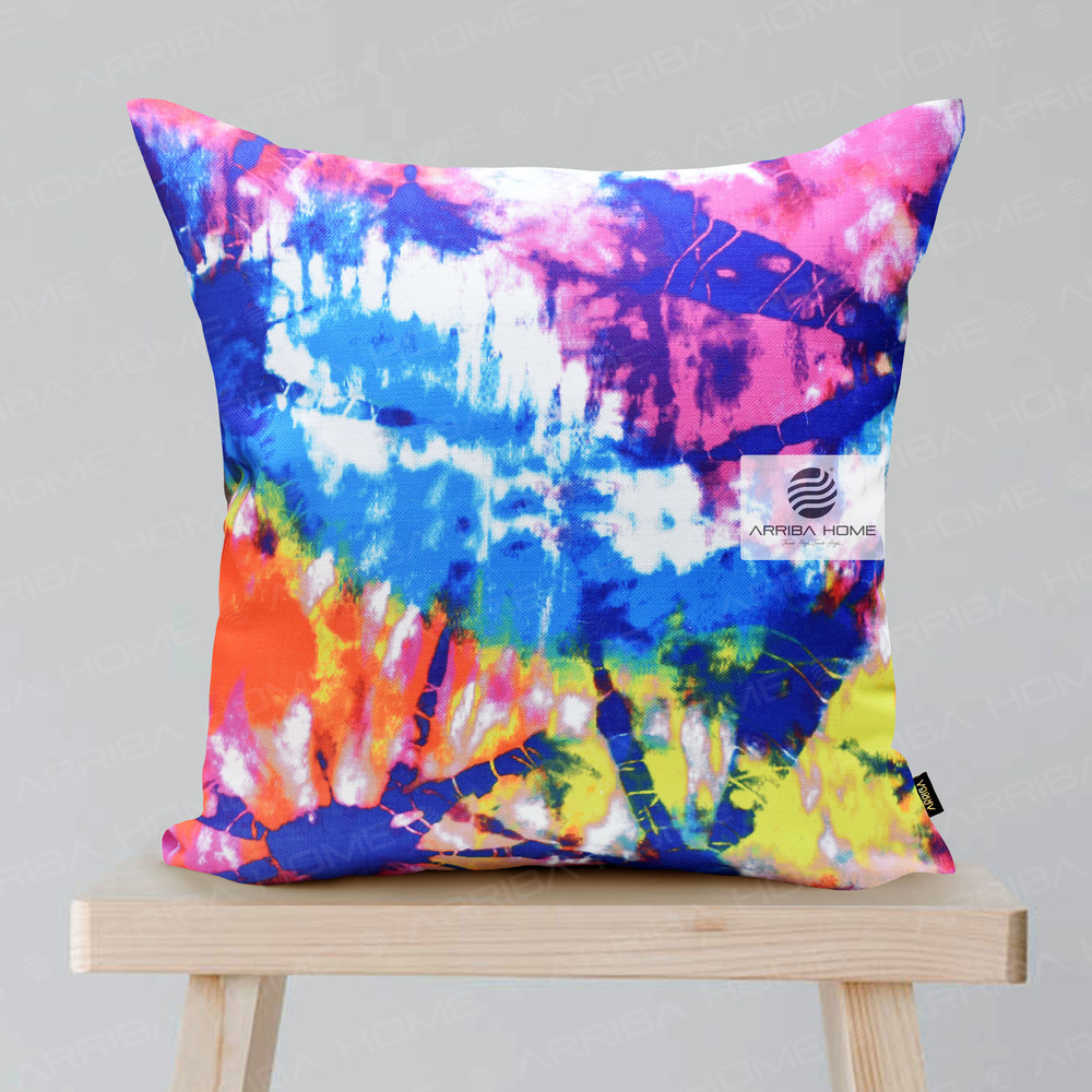 Polyester Spun Digital Print Cushion Cover - 100% Polyester, 16x16 | 18x18 | 20x20 | 22x22 | 24x24 | 12x20 | 12x12 Inch, Black, Orange, Yellow, Red, Zipper Closure, Easy Maintenance, Ethnic Style