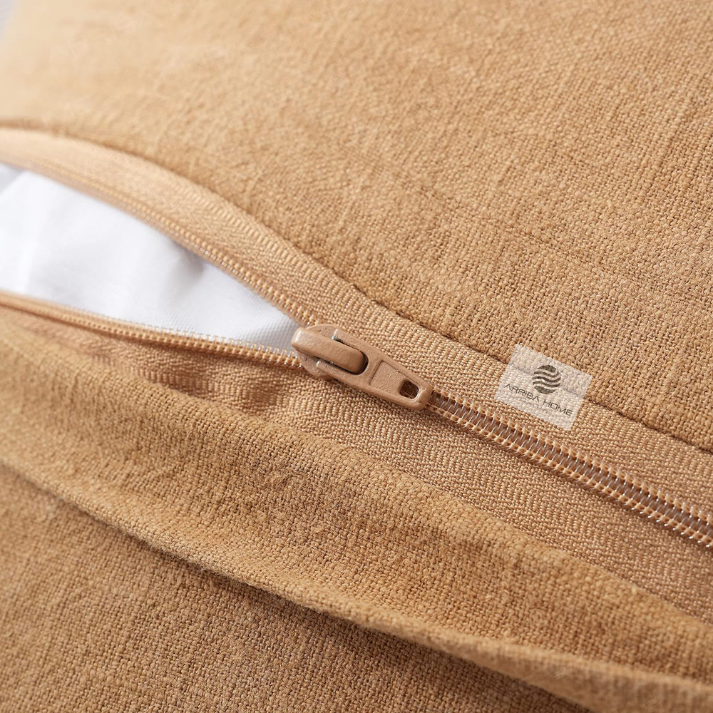 Cotton Linen Plain Cushion Covers - Color: Coffee Brown