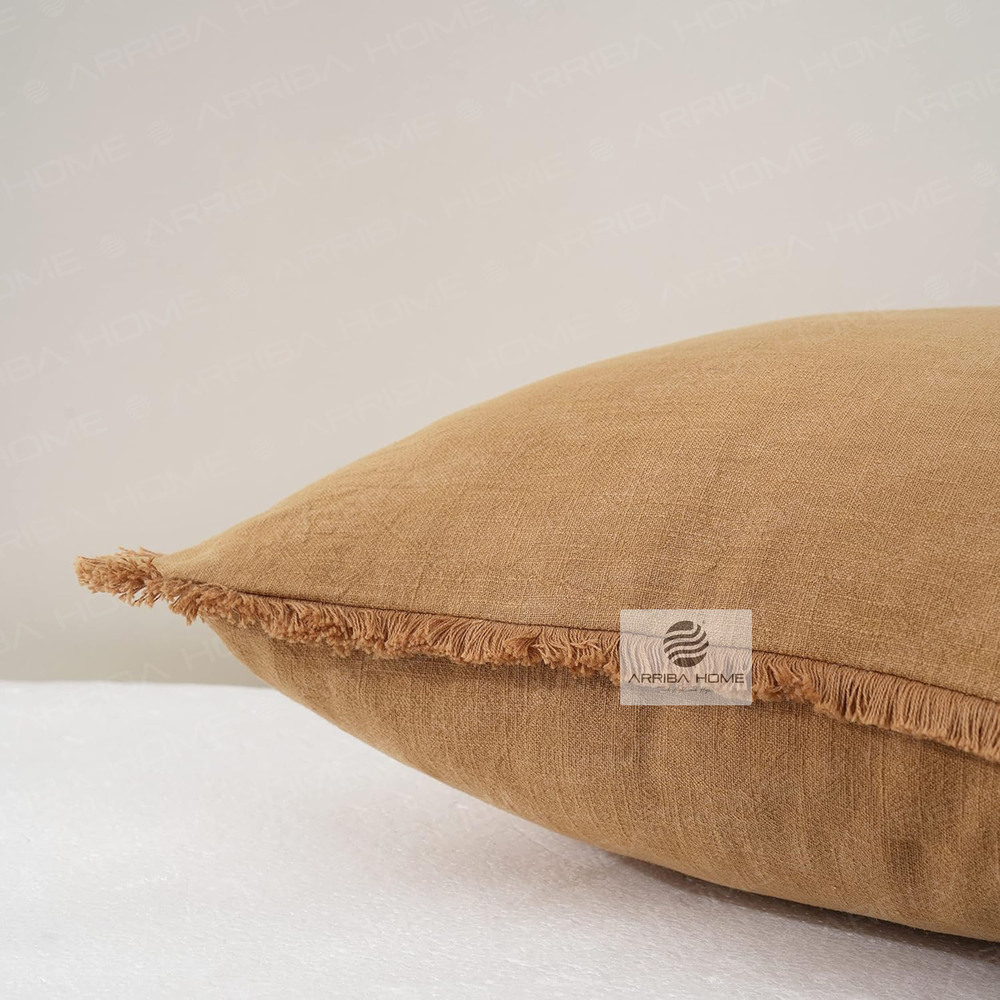 Cotton Linen Plain Cushion Covers - Color: Coffee Brown