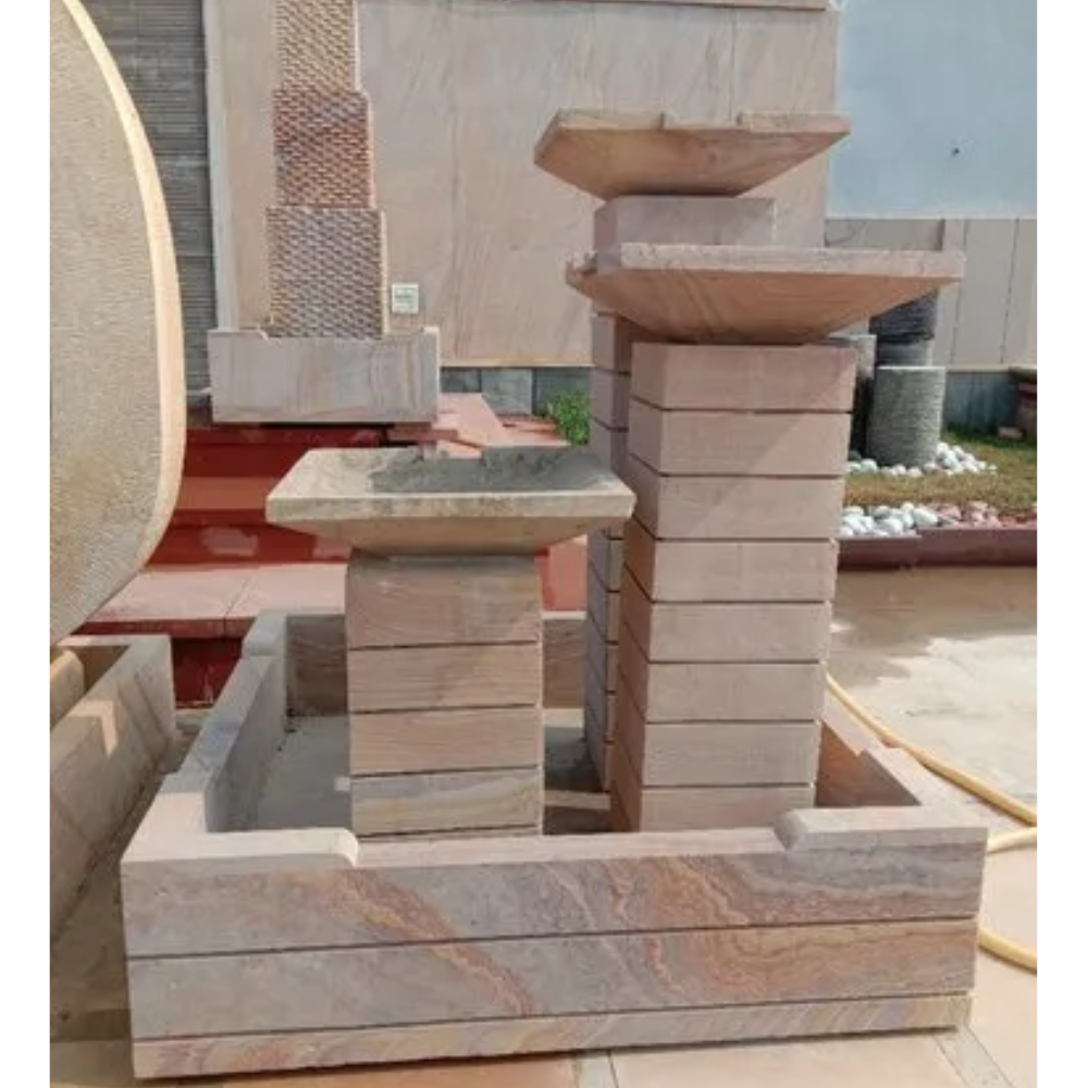 Rainbow Teakwood Stone Water Fountain