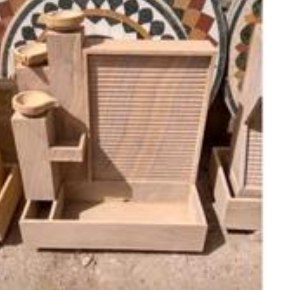 Rainbow Teakwood Stone Water Fountain