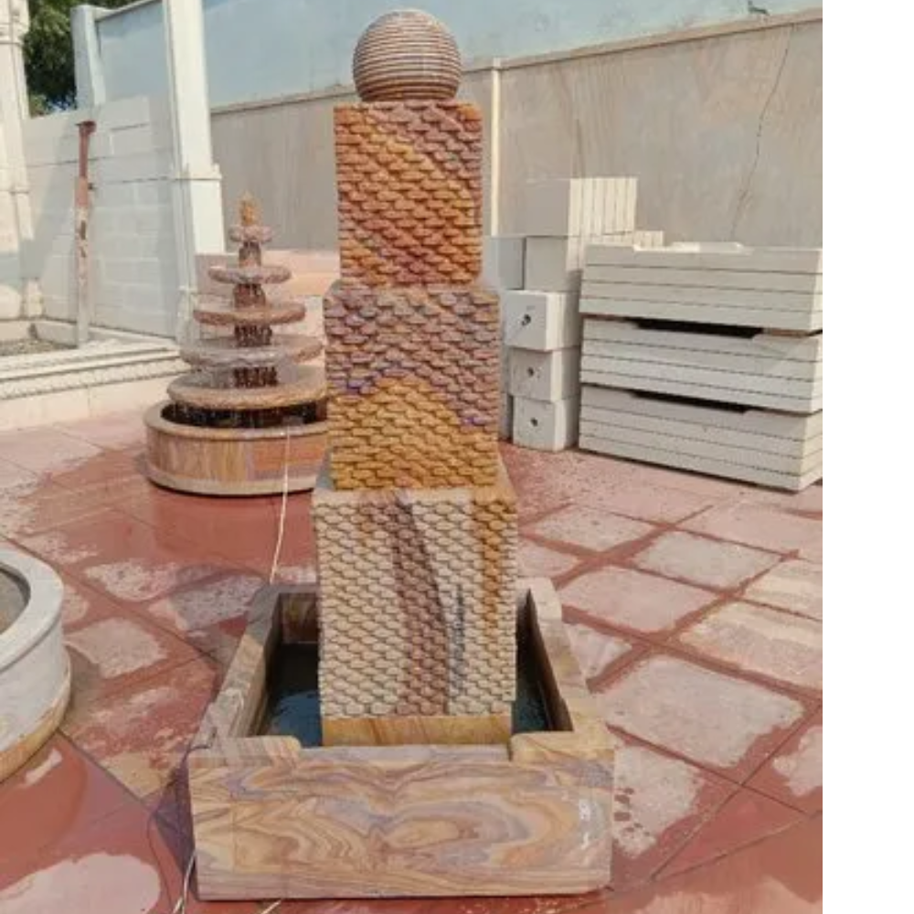 Rainbow Teakwood Stone Water Fountain