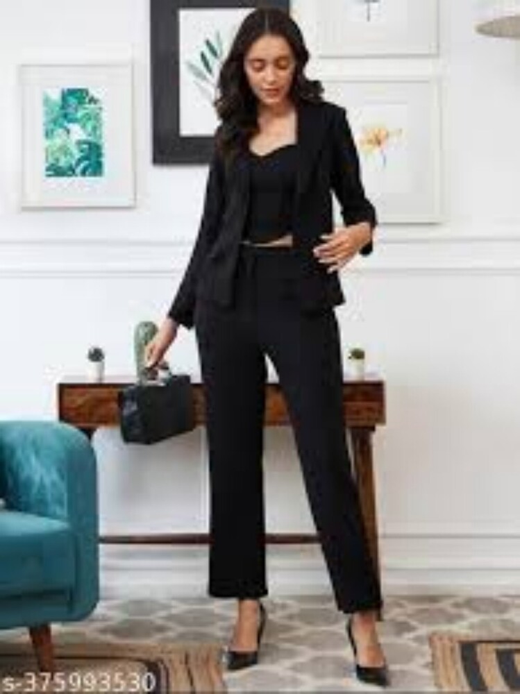 Lycra Western Black Top Pant Co-Ord Set