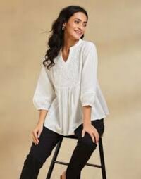 White Regular Fit Ladies Cotton Top