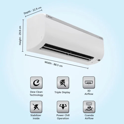 Daikin 1.0 Ton 3 Star Non-inv Split Ac (Ftl35uv16) - Copper Condenser, 3.35 Kw Cooling Capacity, 32 Dba Noise Level, Pm 2.5 Filter, 20m Piping Capacity