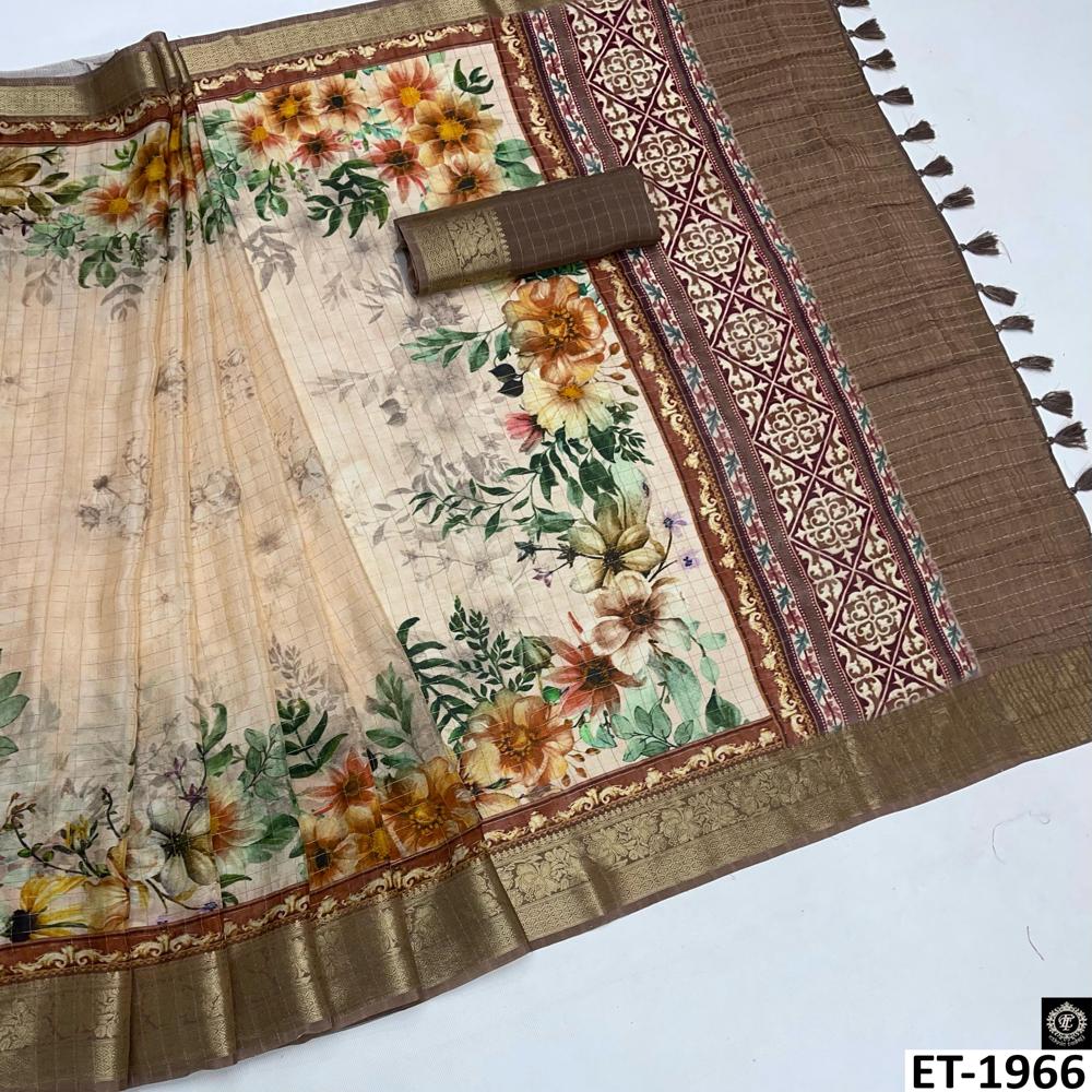 Floral digital print saree
