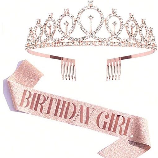 Stylish Birthday Sash and Crown For Birthday | Gift | Party- Multicolor Available (2 Pcs)