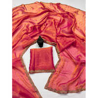 Rich Chiffon Fendy Soft Fabric Alpng With Beads Hand Work Rich Border Look - Color: Red