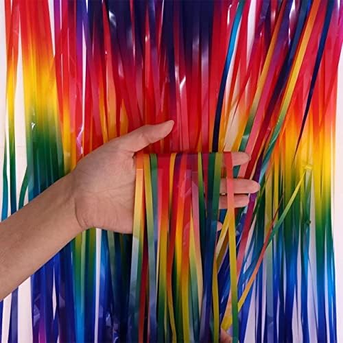 Dark Rainbow Foil Fringe Curtains