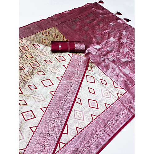 Premium Silver Pattu Saree With Beautiful Batik Print On Body With Silver Jaree Border With Rich Pallu And Tassels Attached On It - Color: Multicolor